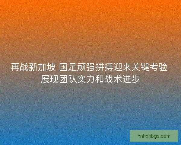 再战新加坡 国足顽强拼搏迎来关键考验 展现团队实力和战术进步